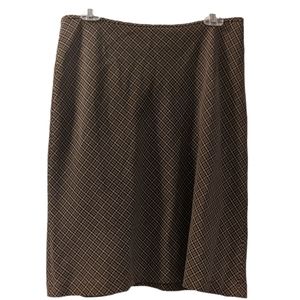 H&M Hennes women's plaid skirt size 12 black and brown with zipper closure